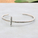 Elegant Cross Bracelet - Inspirational Bible Verse Cuff Bangle for Women 