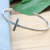 Elegant Cross Bracelet - Inspirational Bible Verse Cuff Bangle for Women 