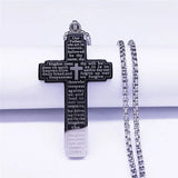 Stainless Steel Bible Big Cross Chain Necklace