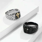 Black Gold Color Cross Ring