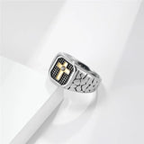 Black Gold Color Cross Ring