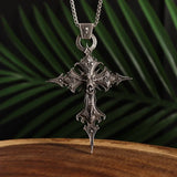 Gothic Skull Jesus Cross Pendant Necklac