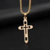 Gothic Skull Jesus Cross Pendant Necklac