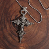 Gothic Skull Jesus Cross Pendant Necklac