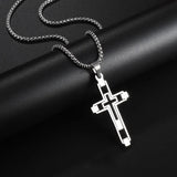 Gothic Skull Jesus Cross Pendant Necklac