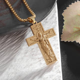 Gothic Skull Jesus Cross Pendant Necklac