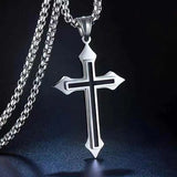 Vintage Gothic Hollow Cross Pendant Necklace