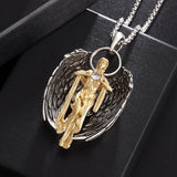 Gothic Skull Jesus Cross Pendant Necklac