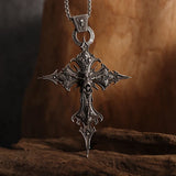 Gothic Skull Jesus Cross Pendant Necklac