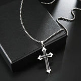 Vintage Gothic Hollow Cross Pendant Necklace