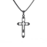 Gothic Skull Jesus Cross Pendant Necklac