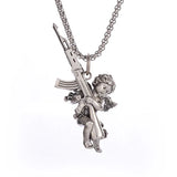 Gothic Skull Jesus Cross Pendant Necklac