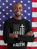 US Flag- Men American Patriotic Faith Long Sleeve Shirt